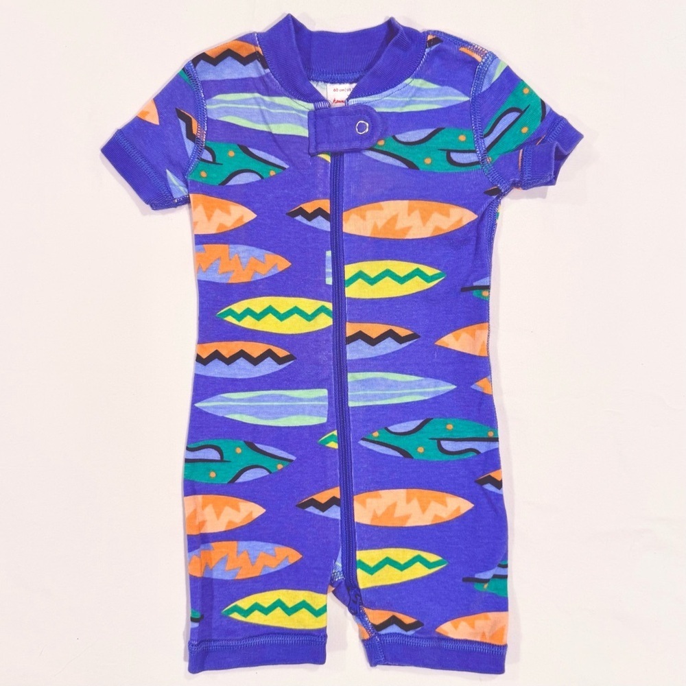 Hanna Andersson Surfboards Romper Boys 3-6M Girls 2-Way Zip Shortie Sleeper